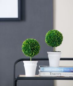 S/2 D4x9.5" Mini Faux Topiaries in Cream Pot
