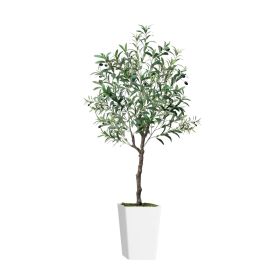 Artificial Olive Tree 5FT with Pot and Moss, Artificial Plants for Home Office Decor