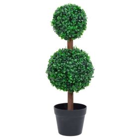 Artificial Boxwood Plant with Pot Ball Shaped Green 23.6"