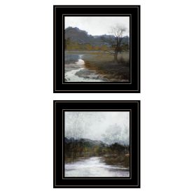 "Winter Landscape" 2-Piece Vignette By Stellar Design Studio, Ready to Hang Framed Print, Black Frame