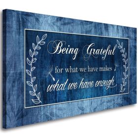 Being Grateful Canvas Wall Art for Living Room-Navy Blue Wall Art-Inspirational Canvas Painting Motivational Positive Quotes Wall Picture Retro A