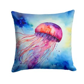 Jellyfish Throw Pillow Machine Washable, Indoor Outdoor Decorative Pillow for Couch, Bed or Patio, 14Hx14W