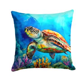Loggerhead Sea Turtle Throw Pillow Machine Washable, Indoor Outdoor Decorative Pillow for Couch, Bed or Patio, 14Hx14W