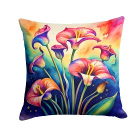 Colorful Calla Lilies Throw Pillow Machine Washable, Indoor Outdoor Decorative Pillow for Couch, Bed or Patio, 14Hx14W