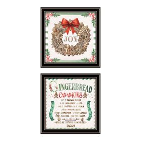 Trendy Decor 4U 2- Piece Vignette Gingerbread Wreath Black Framed Wall Art for Living Room, Bedroom Wall Art Print for Home Decor by Nicole DeCam