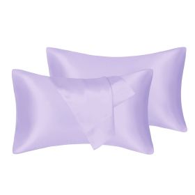 75D Satin Artificial Silk Pillowcase (Option: Purple-Queen 20X30in-1Pairs)