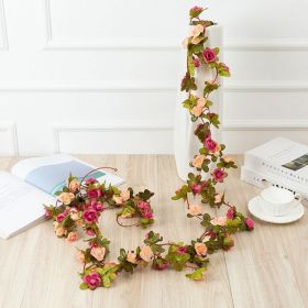 1pc 98.43inch/8.2ft Rose Artificial Flowers; Artificial Flower Christmas Garland; Fake Rose Vine For Wedding Home Room Decoration Spring Autumn G (Color: Purple Red, Quantity: 1pc)