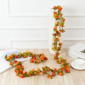 1pc 98.43inch/8.2ft Rose Artificial Flowers; Artificial Flower Christmas Garland; Fake Rose Vine For Wedding Home Room Decoration Spring Autumn G (Color: Orange, Quantity: 1pc)
