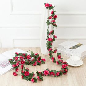 1pc 98.43inch/8.2ft Rose Artificial Flowers; Artificial Flower Christmas Garland; Fake Rose Vine For Wedding Home Room Decoration Spring Autumn G (Color: Rose Red, Quantity: 1pc)