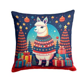 Llama Christmas Throw Pillow Machine Washable, Indoor Outdoor Decorative Pillow for Couch, Bed or Patio, 14Hx14W (Default: Default)