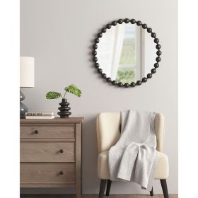 Beaded Round Wall Mirror 27"D (Color: as Pic)